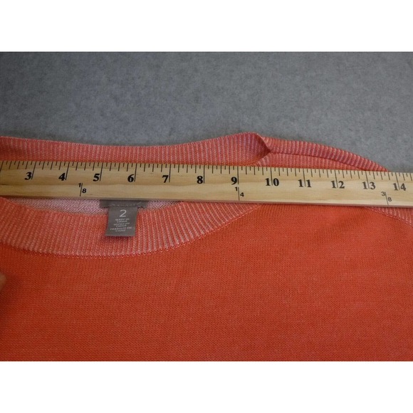 Chico's Women's Sweater Size 2 with Pockets Boat Neck 3/4 Sleeve Pullover Orange - Picture 8 of 8